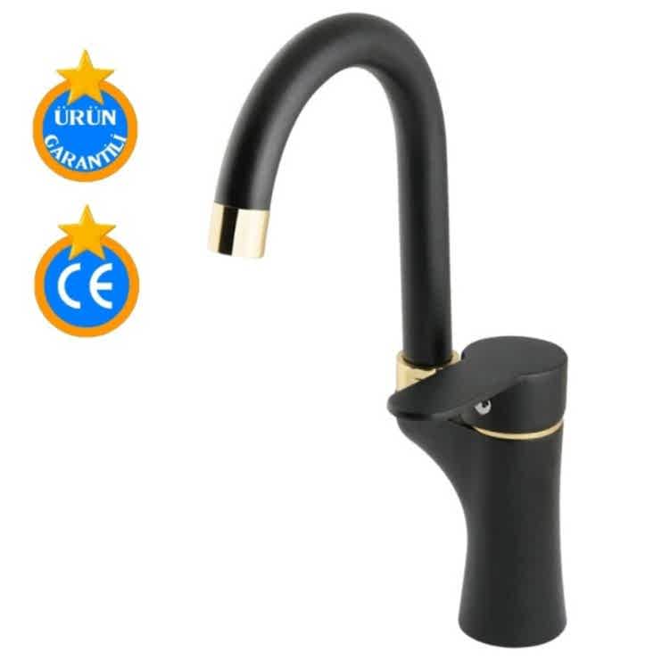 CMS Cms Troy Siyah Lavabo Bataryası Musluğu Döner Borulu